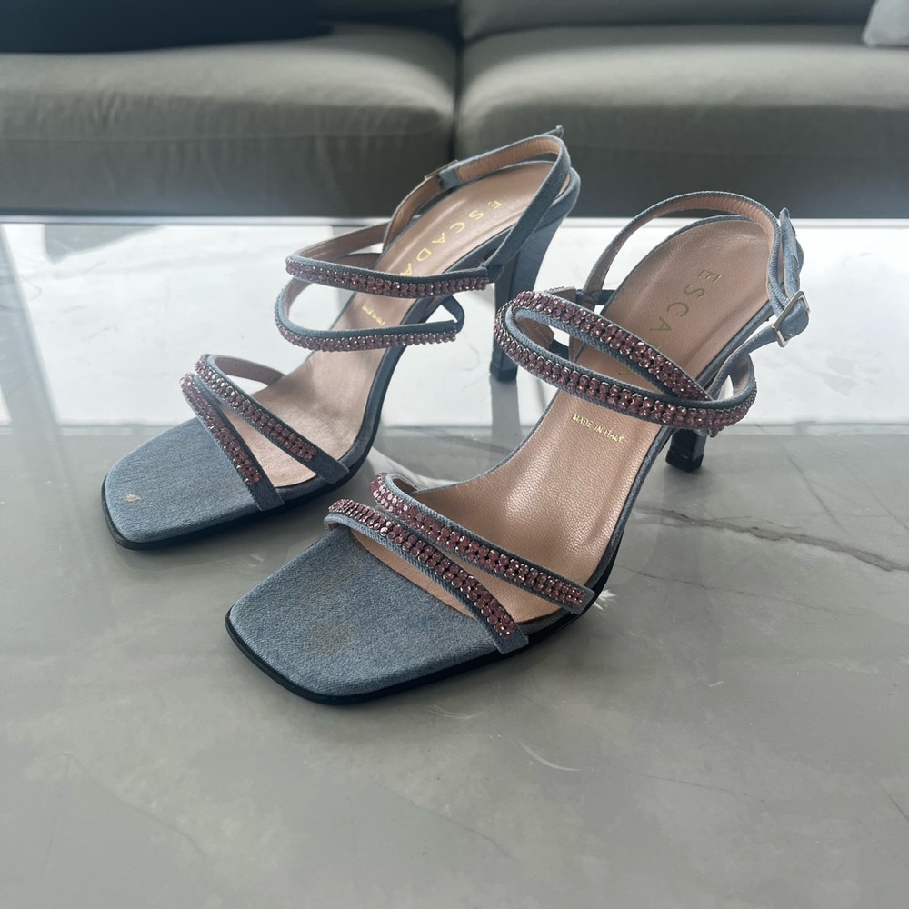 Escada Blue Diamond Strappy Heels